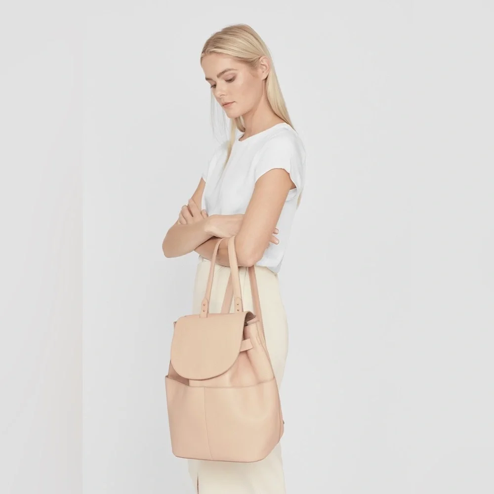 CUYANA Pebbled Leather Backpack in Blush